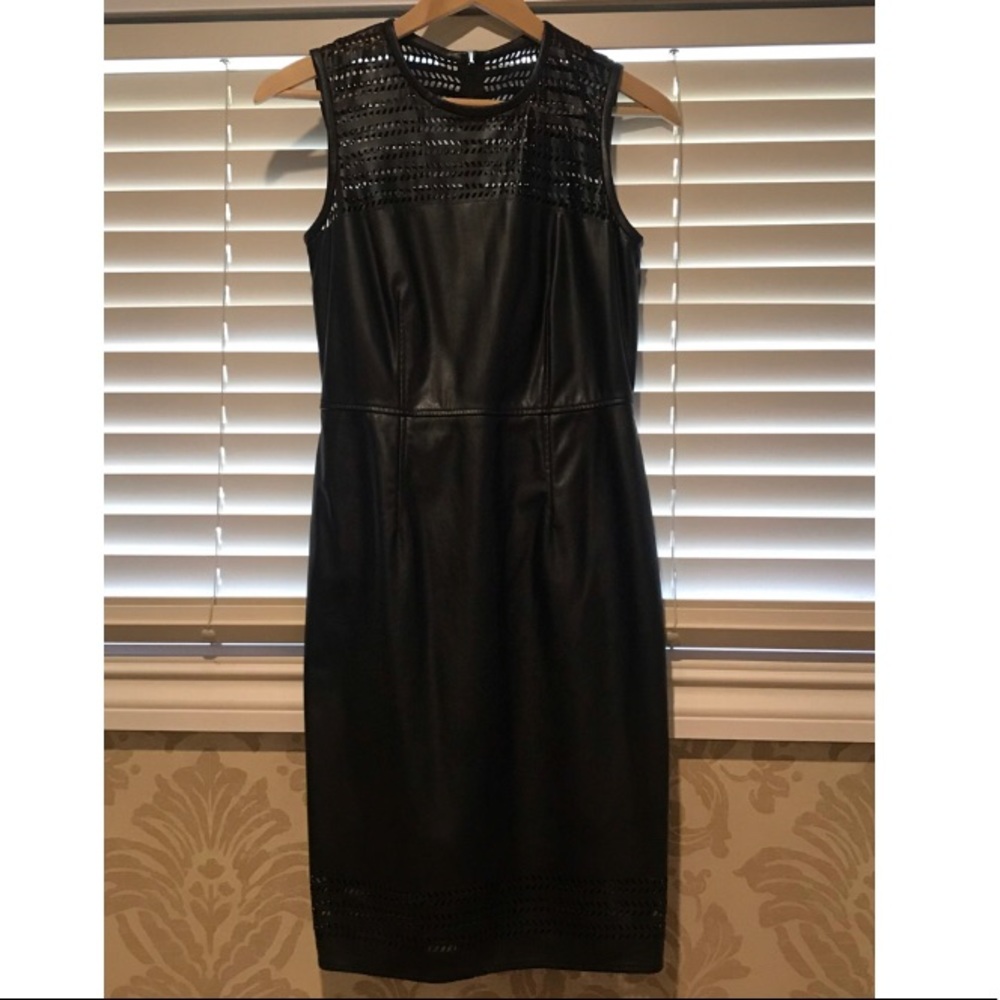 Calvin Klein Black Pleather Dress. Size 2. New.